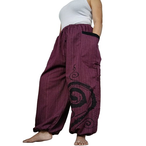 Pantaloni harem larghi viola